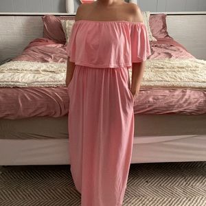 Pink Off-the-Shoulder Dress